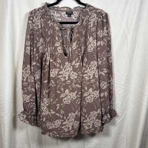 Torrid Peasant Style Pintuck Blouse Brown Floral‎ Boho Size 0
